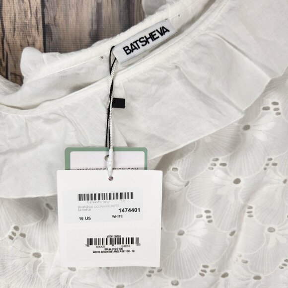 Batsheva JUDE White Eyelet One-Shoulder Dress - 16 - Picture 6 of 16